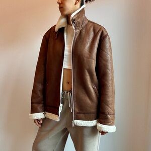 ASOS Design Men’s Faux Shearling Jacket Brown XL